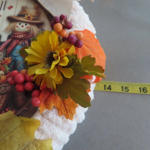 Wreath Sign It's Fall Y'all Yarn wrapped, Big Bow Autumn Decor 14” - Picture 5 of 7